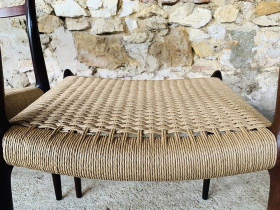 Image 1 of Set van 6 vintage rozenhouten stoelen door Niels Moller voor J L Møller Møbelfabrik, Denemarken 1960