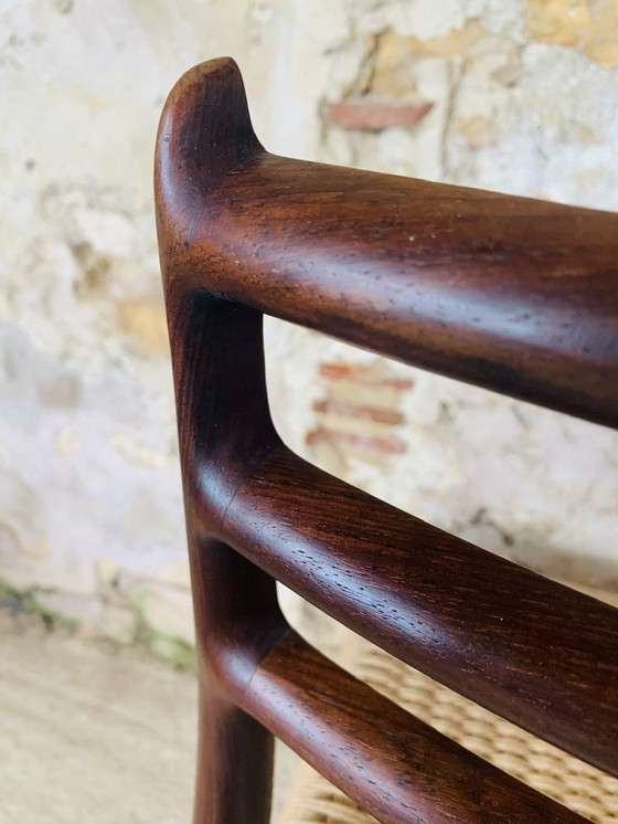 Image 1 of Set van 6 vintage rozenhouten stoelen door Niels Moller voor J L Møller Møbelfabrik, Denemarken 1960