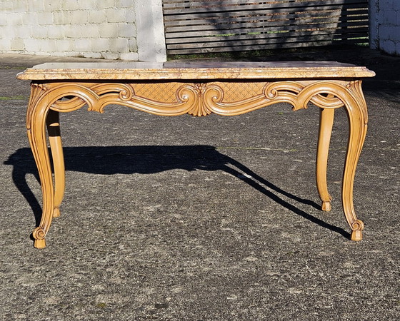 Image 1 of Franse Vintage Marmeren Salontafel-Ashout en Marmer Cocktailtafel-Lounge Tafel-Style Louis Xv-60S