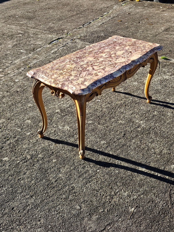 Image 1 of Franse Vintage Marmeren Salontafel-Ashout en Marmer Cocktailtafel-Lounge Tafel-Style Louis Xv-60S