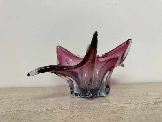 Image 1 of Murano glas roze en blauwe kom, 1970S