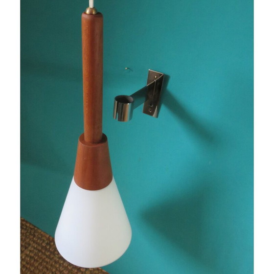 Image 1 of Vintage wandlamp van aardewerk en opaline glas, Zweden 1960