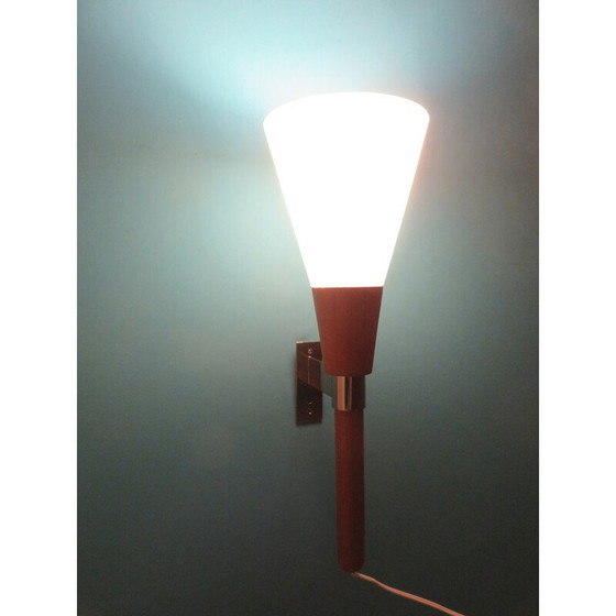 Image 1 of Vintage wandlamp van aardewerk en opaline glas, Zweden 1960