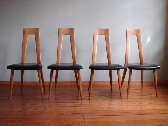 Image 1 of 4x Eetkamerstoel van Veil van Ernst Martin Dettinger