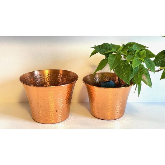 Image 1 of Paar vintage koperen plantenbakken, 1960