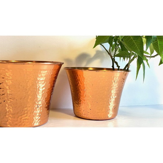 Image 1 of Paar vintage koperen plantenbakken, 1960