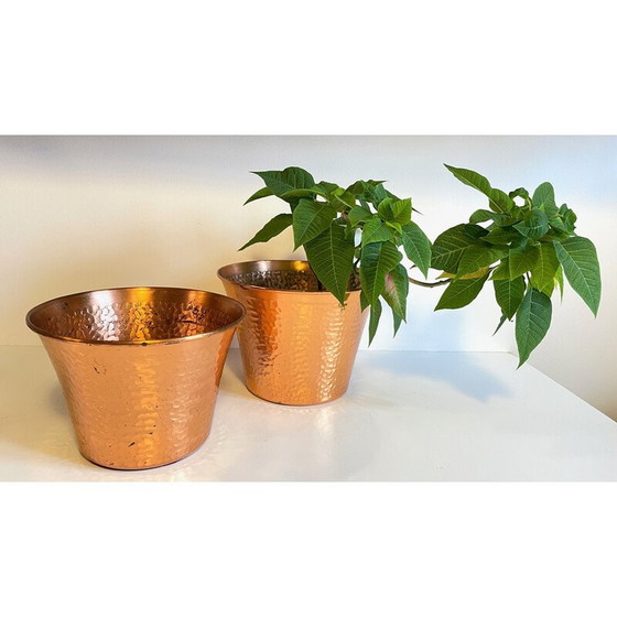Image 1 of Paar vintage koperen plantenbakken, 1960