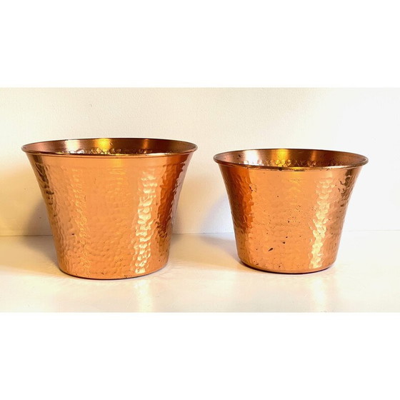 Image 1 of Paar vintage koperen plantenbakken, 1960