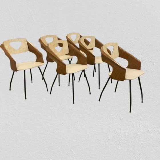 Image 1 of Eetkamerstoelen Van Carlo Ratti Voor Legni Curvati