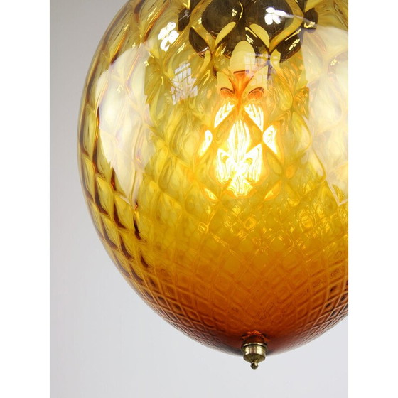 Image 1 of Vintage Murano glazen hanglamp amber uit Empoli