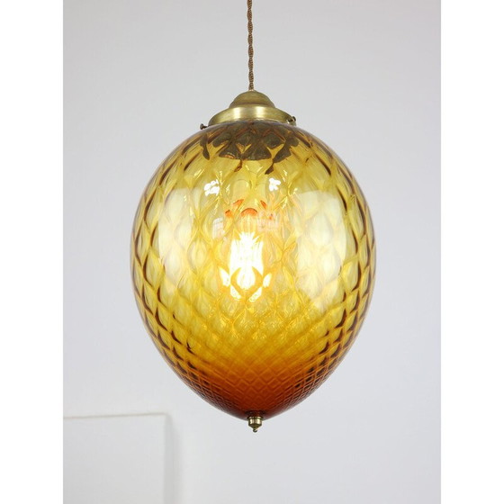 Image 1 of Vintage Murano glazen hanglamp amber uit Empoli