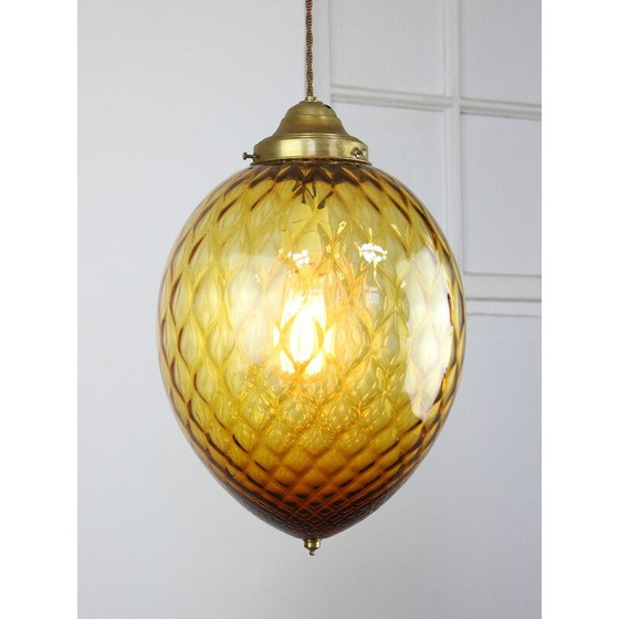 Image 1 of Vintage Murano glazen hanglamp amber uit Empoli