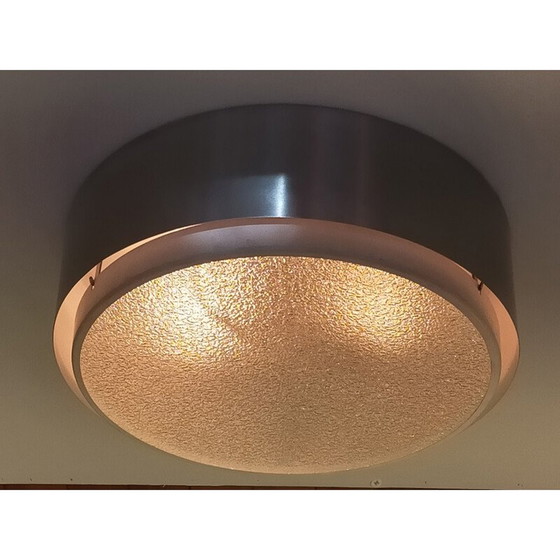 Image 1 of Vintage plafondlamp van glas en aluminium, jaren 1960