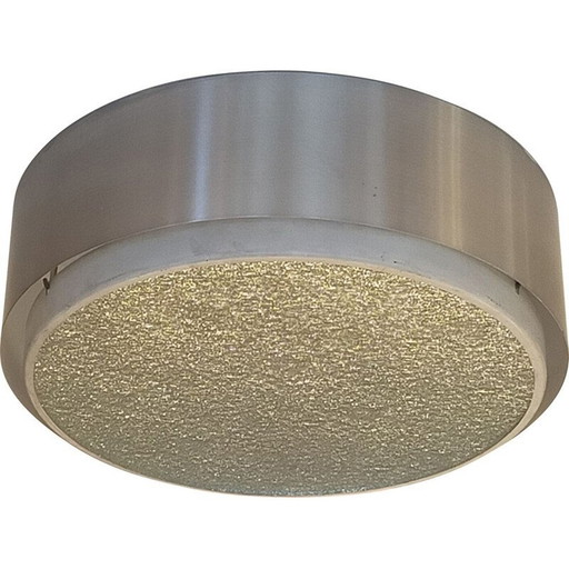 Vintage plafondlamp van glas en aluminium, jaren 1960