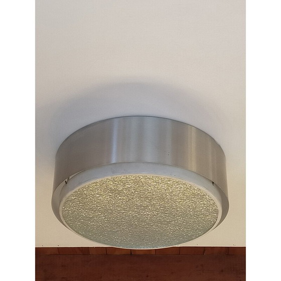 Image 1 of Vintage plafondlamp van glas en aluminium, jaren 1960