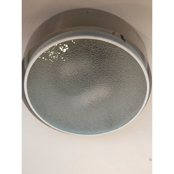 Image 1 of Vintage plafondlamp van glas en aluminium, jaren 1960
