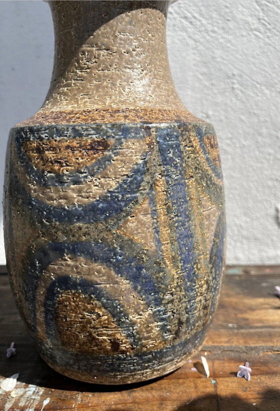 Image 1 of Noomi Backhausen Søholm Stentøj Denemarken, aardewerken vaas, handgemaakt, jaren 1970