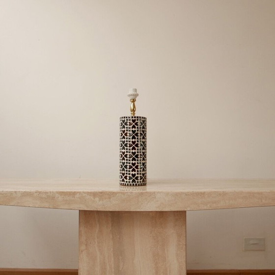 Image 1 of Vintage lamp in mozaïek keramiek en messing, Zweden 1960