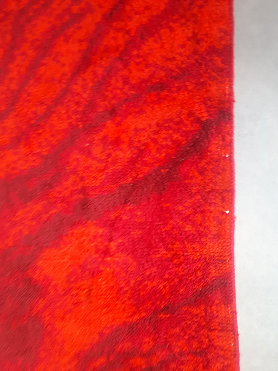 Image 1 of Vintage wollen vloerkleed oranje vloerkleed jaren 70