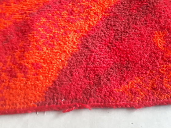 Image 1 of Vintage wollen vloerkleed oranje vloerkleed jaren 70