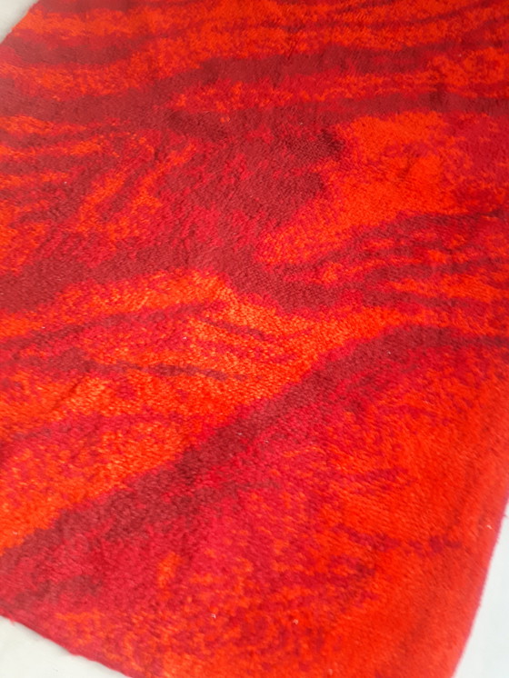 Image 1 of Vintage wollen vloerkleed oranje vloerkleed jaren 70