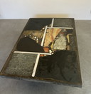 Paul Kingma Brutalistische Leisteen Salontafel Herfstkleuren 1973
