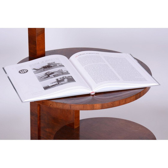 Image 1 of Vintage Art Deco vloerlamp in beuken- en walnootfineer van Jindřich Halabala voor UP Závody, Tsjecho-Slowakije 1920