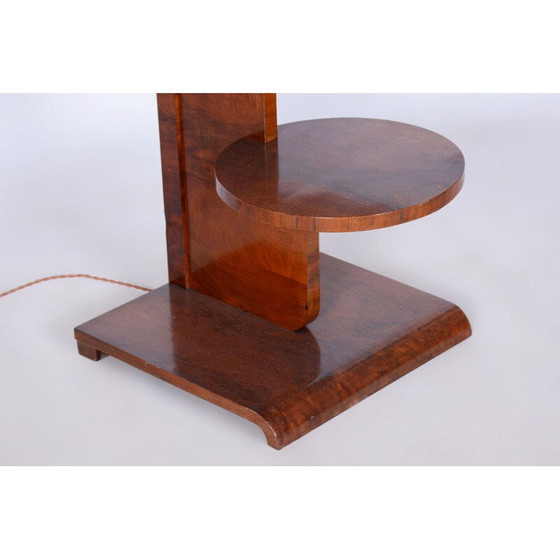 Image 1 of Vintage Art Deco vloerlamp in beuken- en walnootfineer van Jindřich Halabala voor UP Závody, Tsjecho-Slowakije 1920