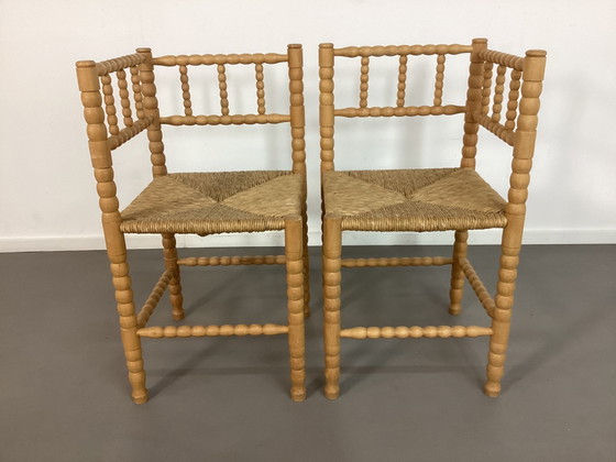 Image 1 of 2 Vintage Bobbin Hoekstoelen Bobbin Chairs