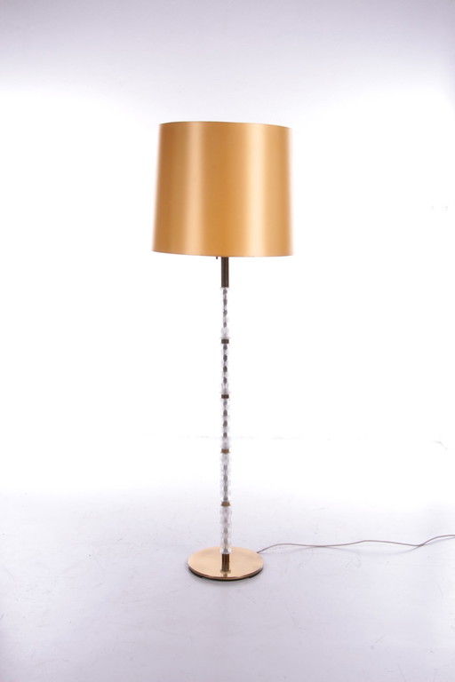 Vloerlamp met glazen buisjes en messing details,1960s