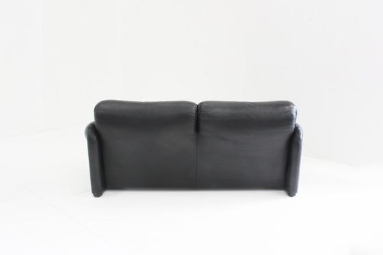 Image 1 of Cassina Maralunga 2 zits sofa zwart leer Vico Magistretti