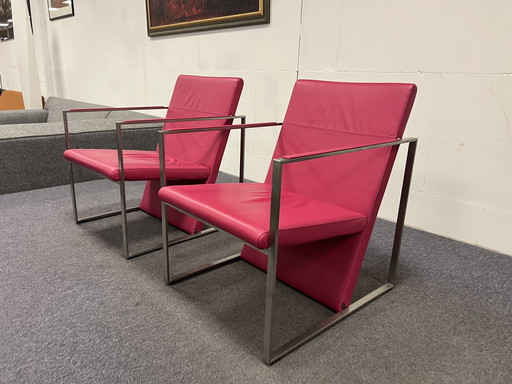 2 Arco Spine Fauteuil roze leer