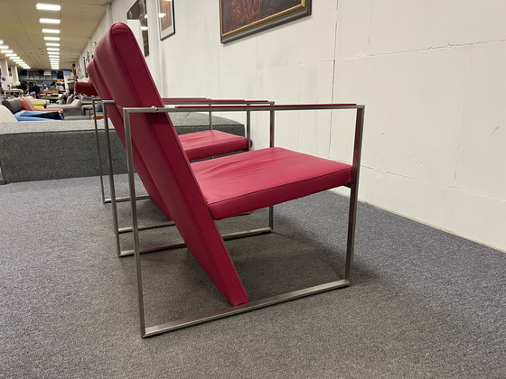 Image 1 of 2 Arco Spine Fauteuil roze leer