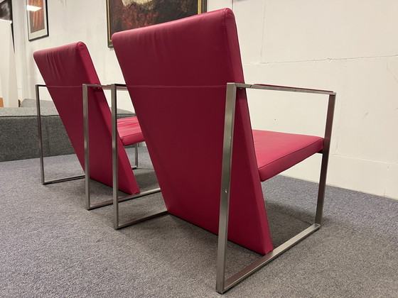 Image 1 of 2 Arco Spine Fauteuil roze leer