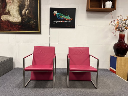 2 Arco Spine Fauteuil roze leer