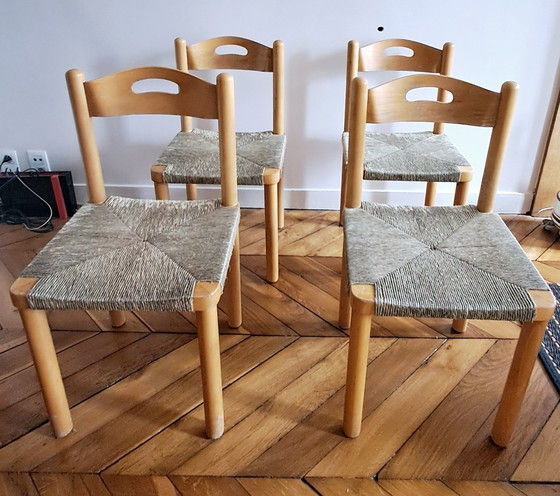 Image 1 of Vier rieten stoelen, jaren 1960