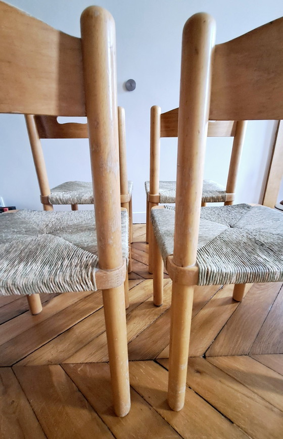 Image 1 of Vier rieten stoelen, jaren 1960