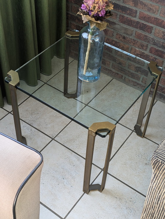 Image 1 of 2x Ghyczy Glass & Brass Messing Bijzettafels