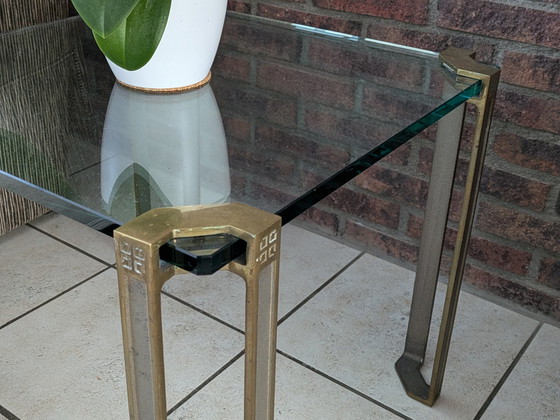 Image 1 of 2x Ghyczy Glass & Brass Messing Bijzettafels