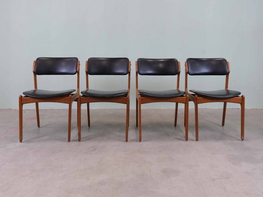 4X-Set Vintage Erik Buch Od49 Deense Teak Design Stoelen