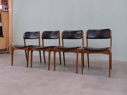 4X-Set Vintage Erik Buch Od49 Deense Teak Design Stoelen