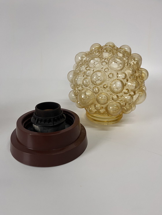 Image 1 of Vintage Helena Tynell Plafondlamp ‘Bubbels’ Amberkleurig Glas