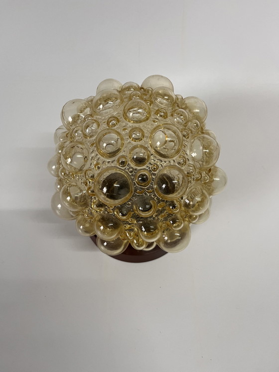 Image 1 of Vintage Helena Tynell Plafondlamp ‘Bubbels’ Amberkleurig Glas