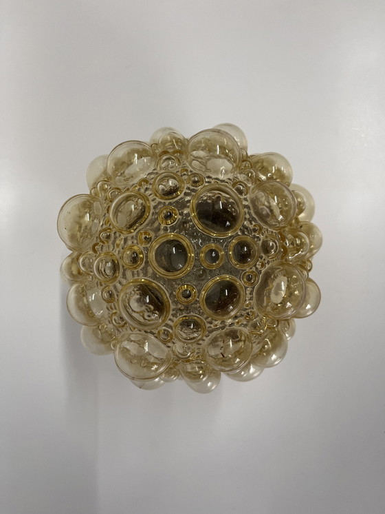 Image 1 of Vintage Helena Tynell Plafondlamp ‘Bubbels’ Amberkleurig Glas