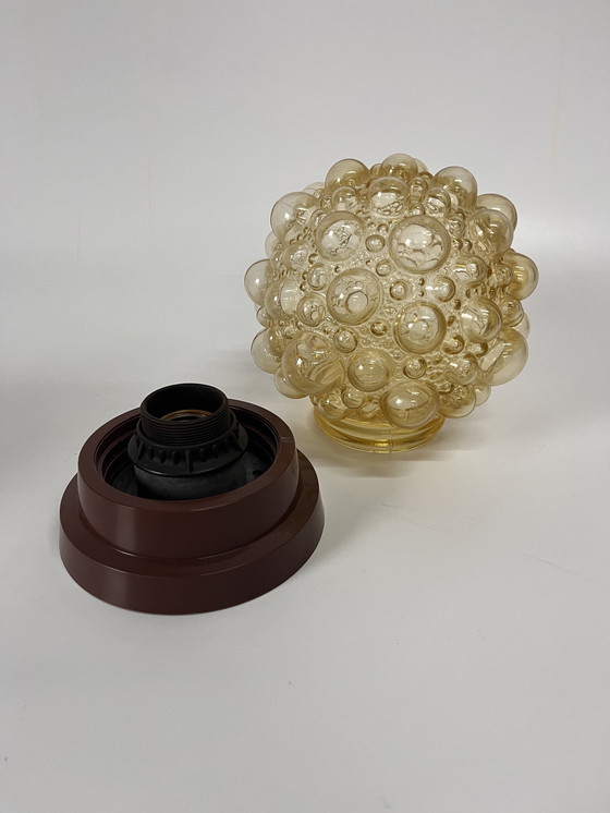 Image 1 of Vintage Helena Tynell Plafondlamp ‘Bubbels’ Amberkleurig Glas