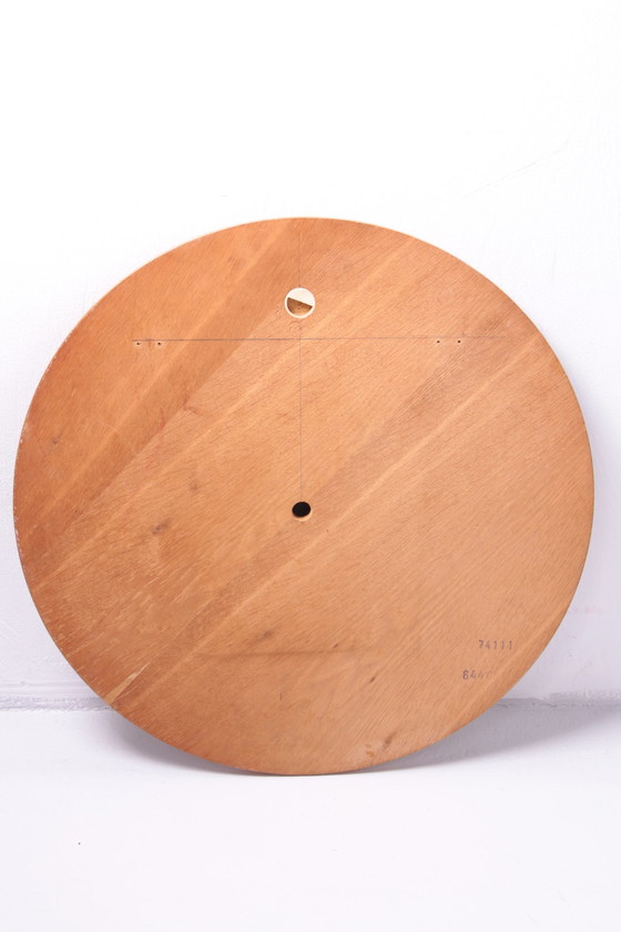 Image 1 of Vintage Grote Ronde licht houten Wandspiegel, jaren 60