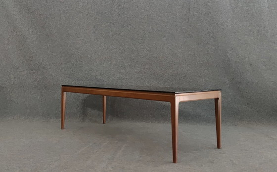 Image 1 of Teak salontafel glas midcentury design 60s tafel vintage