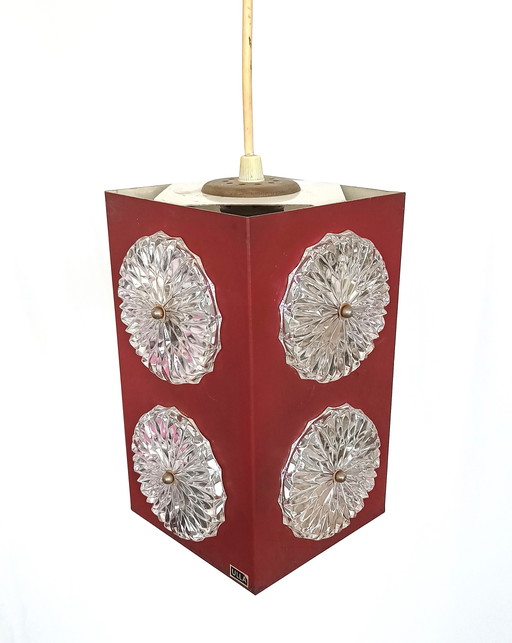 vintage Hanglamp Ulla met 8 glazen reflectoren 