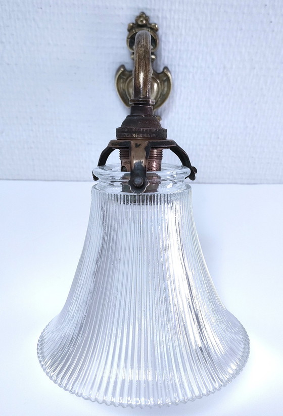 Image 1 of Bronzen wandlamp 1900 glas