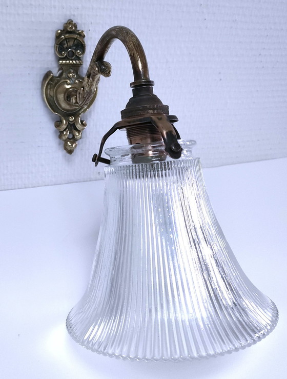 Image 1 of Bronzen wandlamp 1900 glas